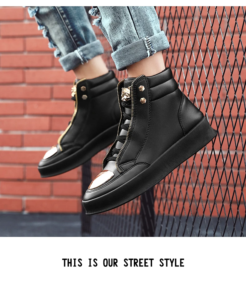Leather Tourism Waterproof Shoes Men high top Sneakers - Uniqwear
