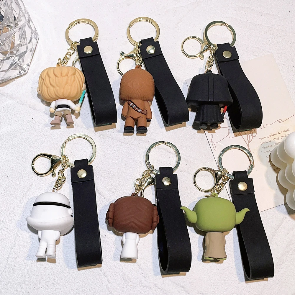 Disney Classic Movie Star Wars Keychain Darth Vader Imperial Stormtrooper Yoda Baby Chewbacca  Doll Keyrings Key Holder for Boys