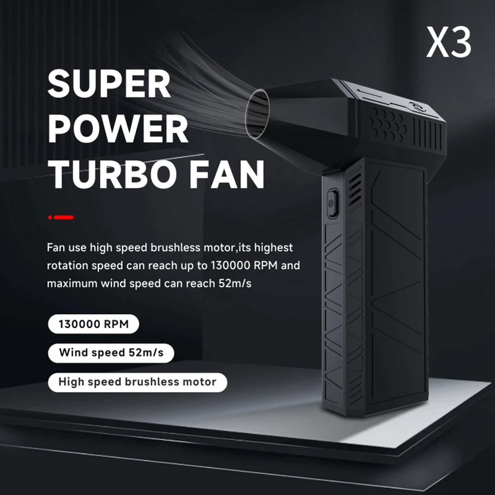 

High Speed Duct Fan Air Blower Turbo Violent Fan 52+M/S Portable Turbo Fan 130000RPM with LED Light Computer Keyboard Cleaner