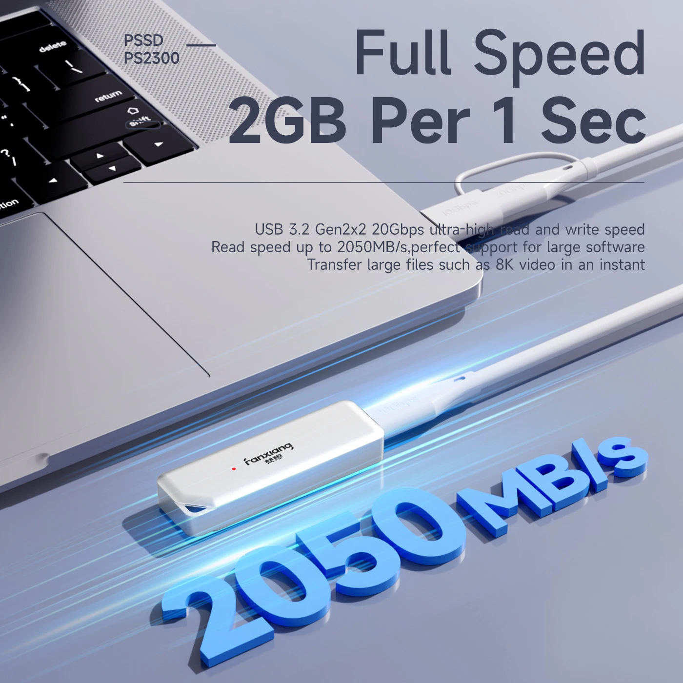 Fanxiang PS2300 Super Mini Portable Solid State Drive 20Gbps 2050MB/s PSSD 1TB 2TB External Portable SSD Laptop Data Backup external hard drive