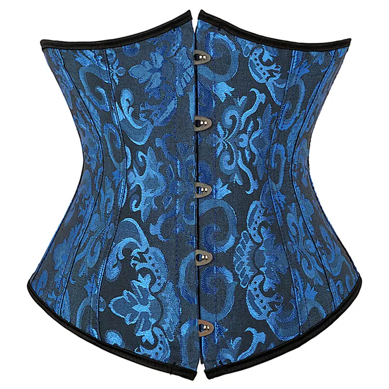Underbust Corset Plus Size Gothic Corset Cincher Medieval Corsets for Women Jacquard Vintage Waist Corset Top Black White Purple - Image 7