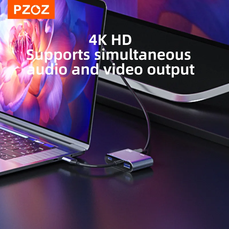 PZOZ-ŷ ̼ Ÿ C -HDMI VGA USB PD ̺ ȣȯ USB 3.0  , ƺ  Ʈ ׼