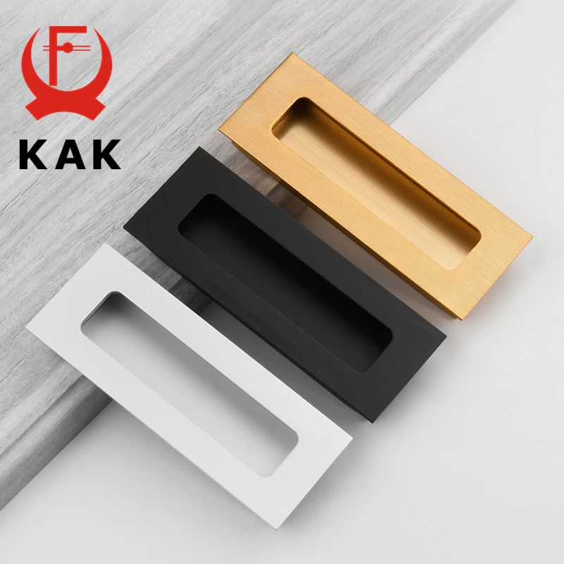 KAK Zinc Alloy Modern Embed Knobs Kitchen Cabinet Cupboard Door Drawer Hidden Handles Wardrobe Hidden Pulls Furniture Hardwre