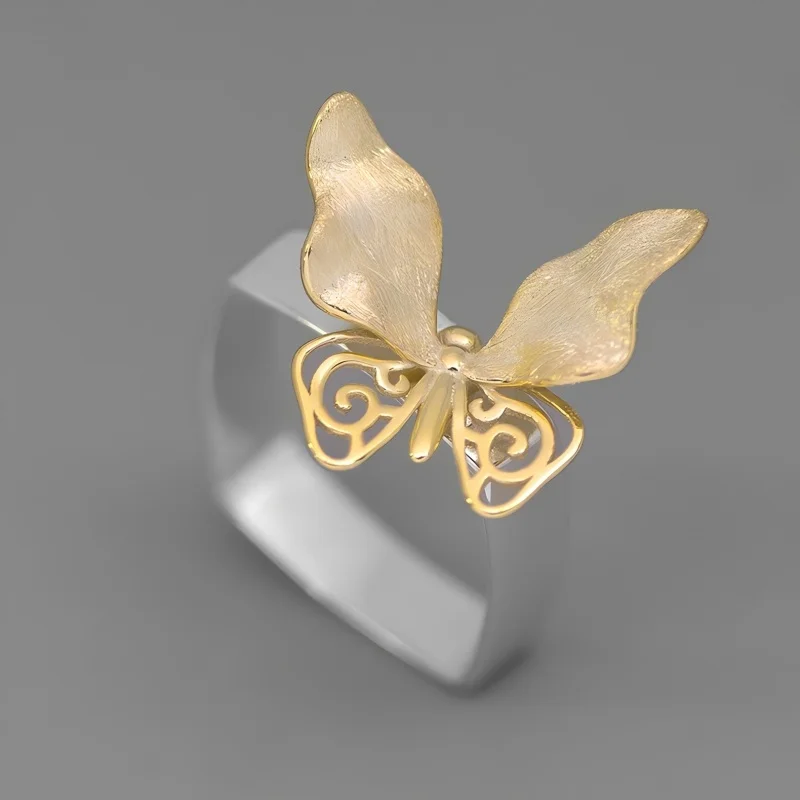 Silver Vintage Hollowed-out Butterfly Ring
