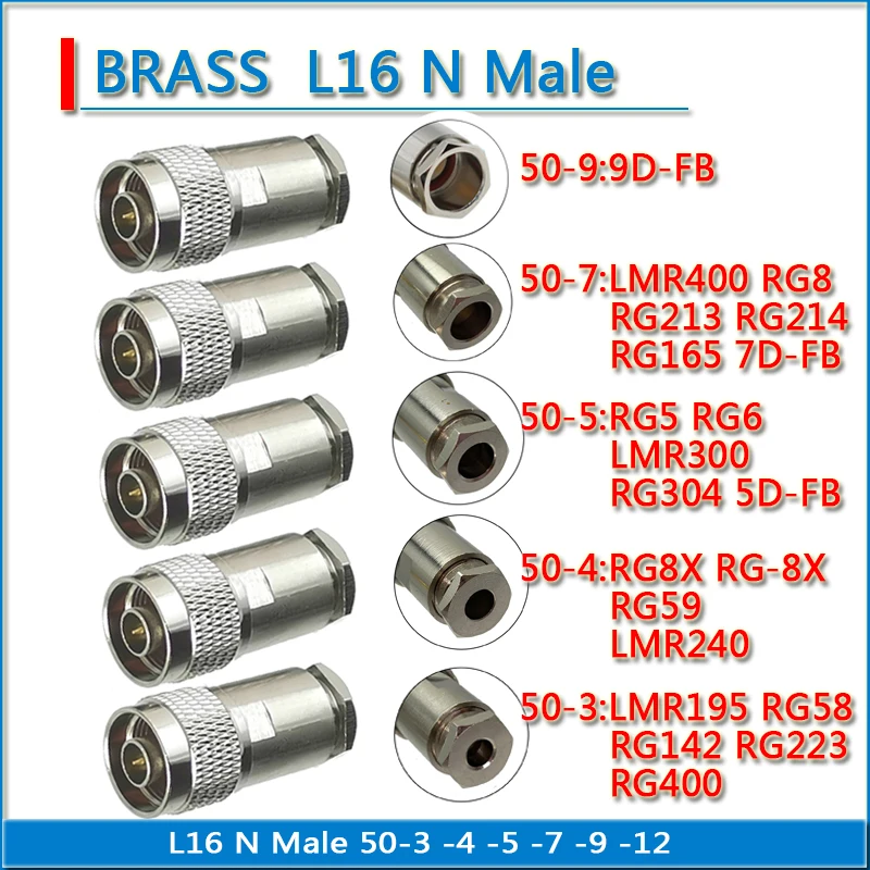 L16NMaleClampSolderRG58RG142RG223RG8XRG8XRG59LMR195RG5RG6