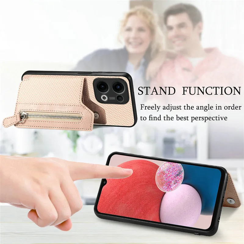 Luxury Zipper Leather Wallet Case with Card Holder and Magnetic Back Cover