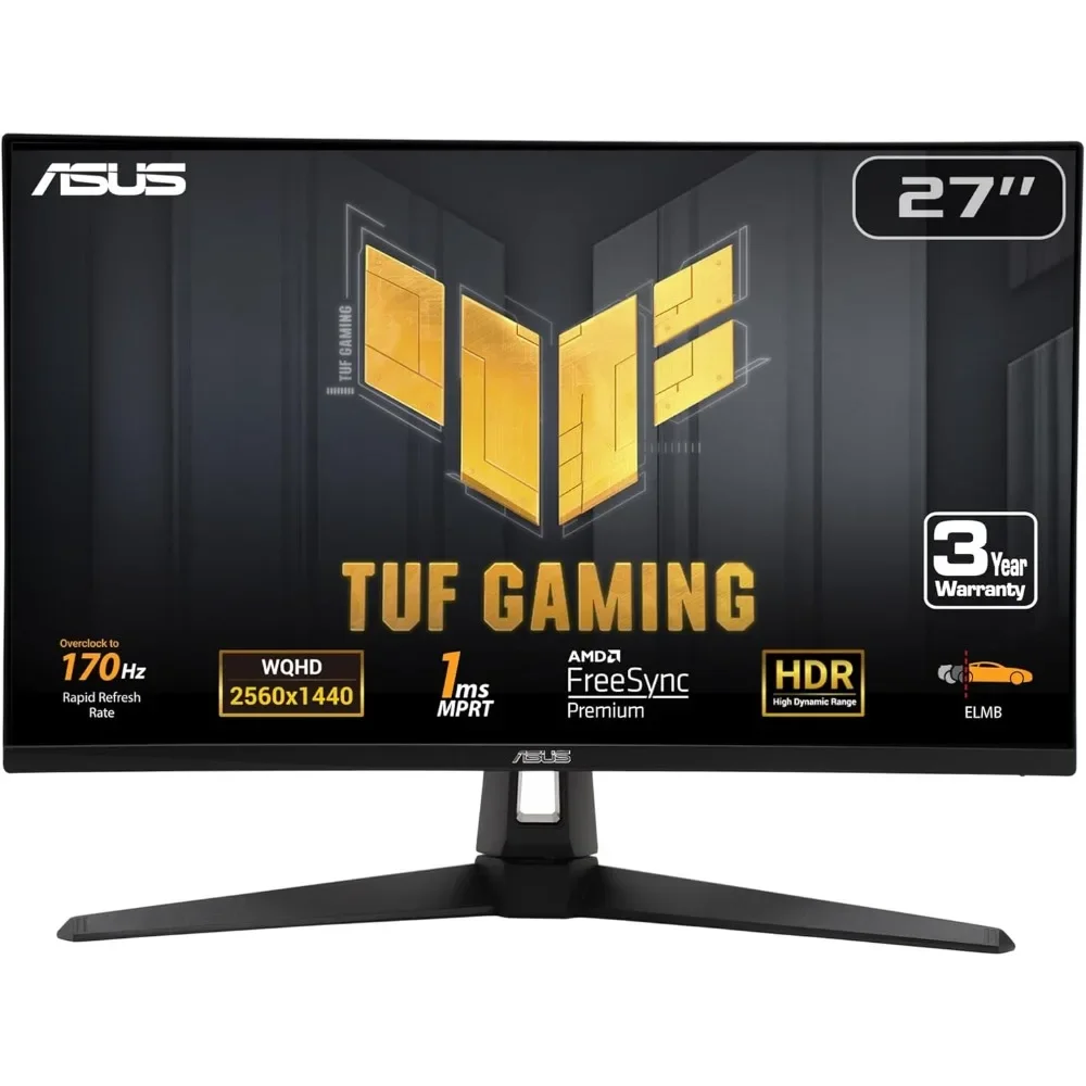 TUF Gaming 27&rdquo; 1440P Monitor (VG27AQA1A)-QHD (2560 x 1440), 170Hz (Supports 144Hz), 1ms, Extreme Low Motion Blur