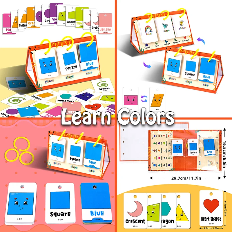 Educational Learning Cards for Kids with Color Shape Animal