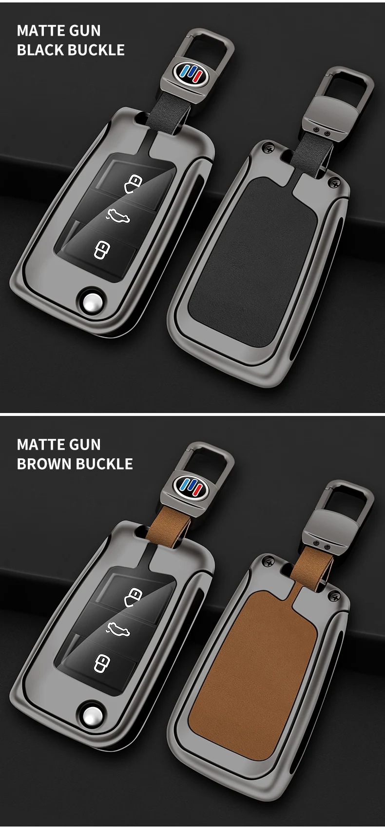 Custodia per chiave auto in pelle metallica Shell per VW Volkswagen Golf 7 MK7 Tiguan MK2 per Seat Ateca Leon FR 2 Ibiza per Skoda Octavia - S68da887c2474439ebf102a58c834fe81D