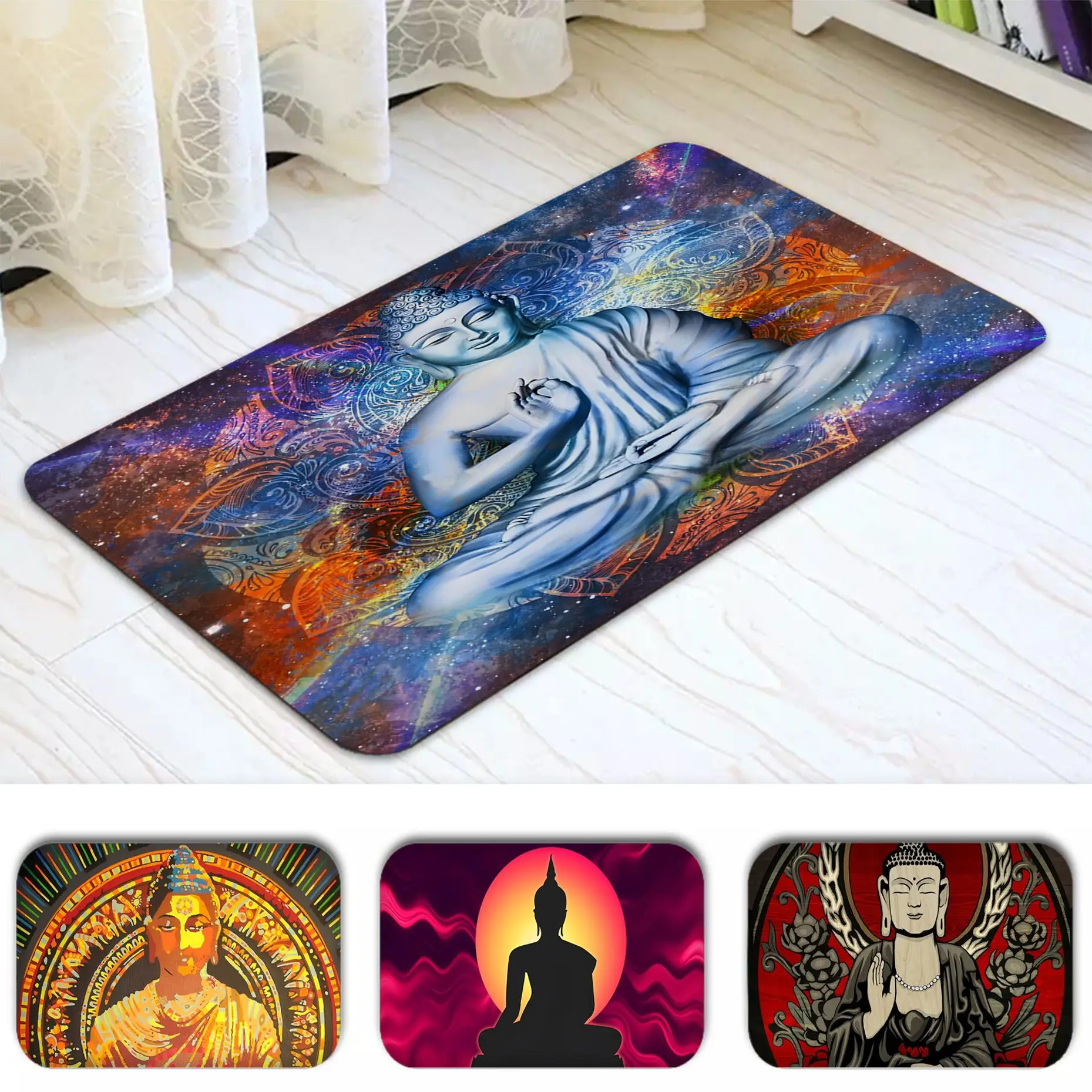 

Buddha Mandala Bath Mat Nordic Style Home Doormat Bathroom-Toilet Mats Bedroom Bedside Mats