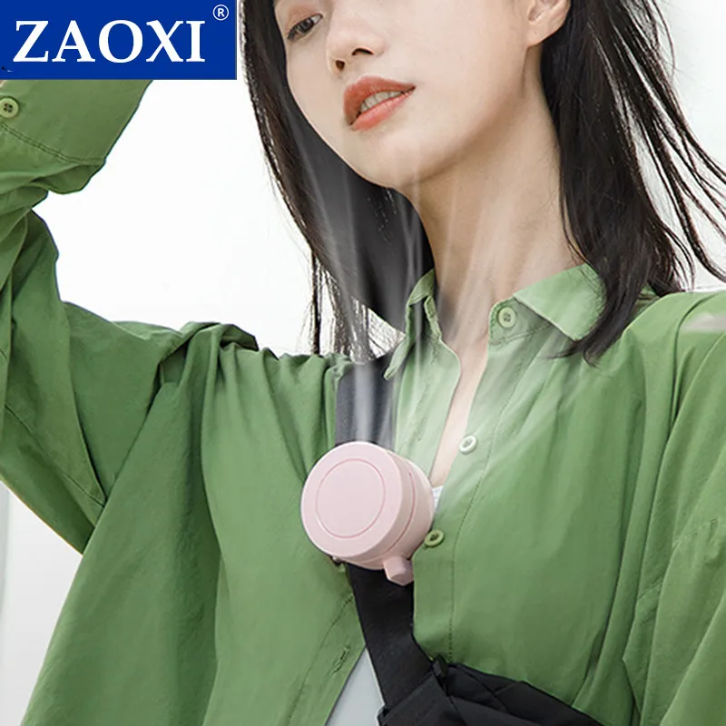 

ZAOXI 2022 Vaneless Mini Clip Fan Neck Waist Air Cooling USB Personal for Outdoor Fishing 3 Speeds Desktop Fan 360 Adjustable