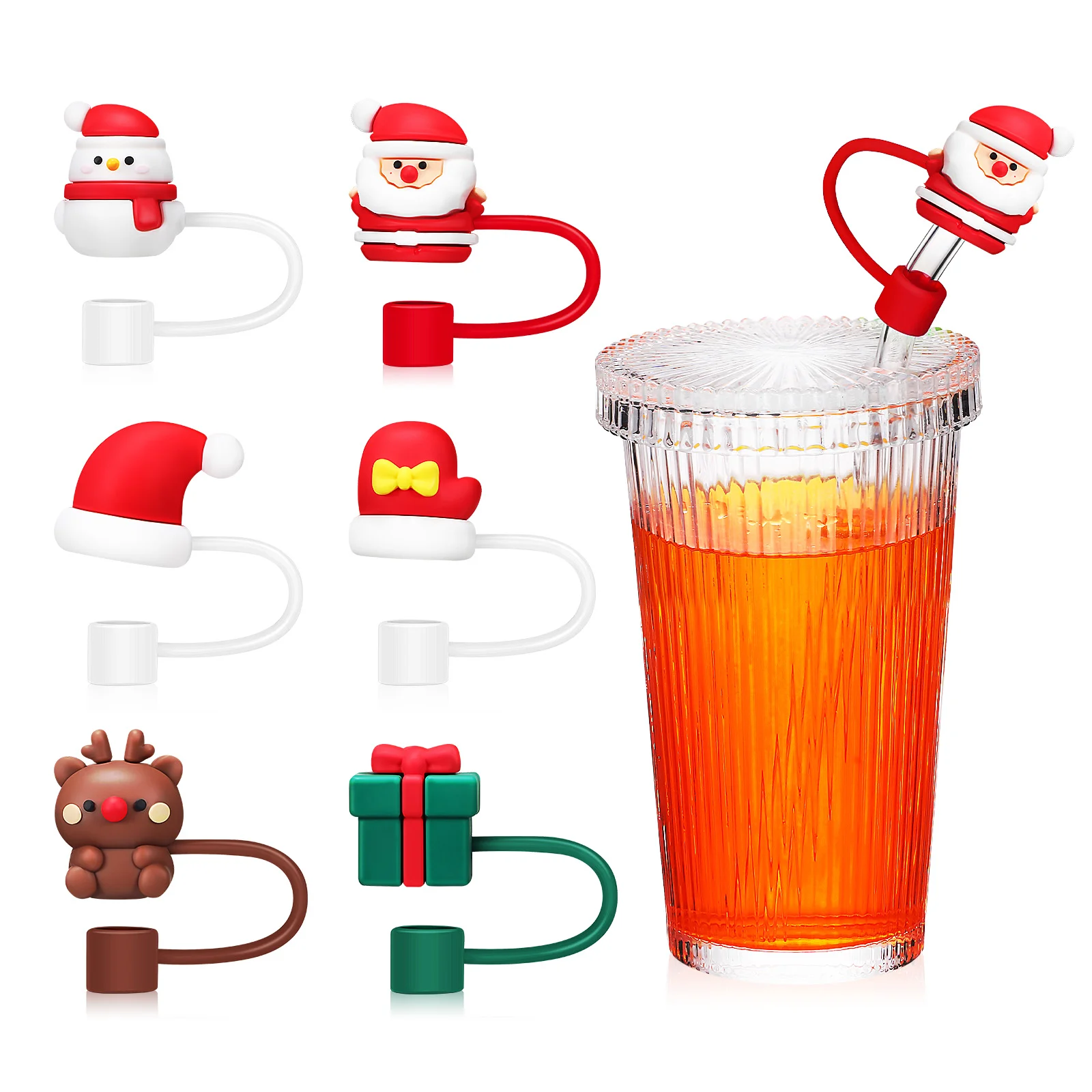 

10mm Silicone Straw Tips Cover Christmas Straw Sealing Covers Drinking Dust Cap Splash Proof Plugs