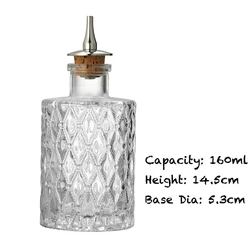 Vintage-Style Dasher Top Cocktail Bitters Bottle - Professional Bar Accessory (Diamond 160ml)