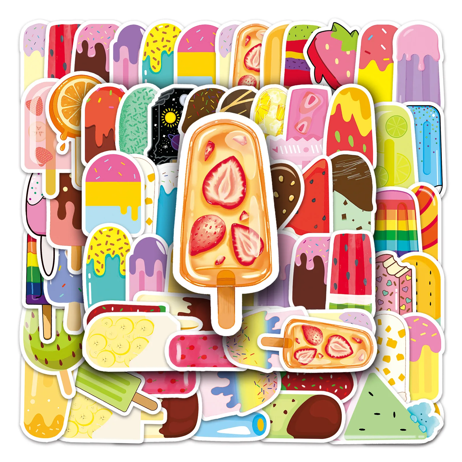 

10/30/50pcs DIY Ice Stick Graffiti Stickers, Food Skateboards, Guitars, Laptops, Motorcycles, Cars, Classic Toys, Cool Stickers
