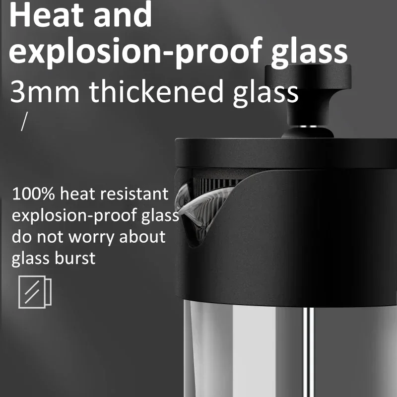 350ML/600ML/1000ML French Press Coffee Maker High Borosilicate Glass House Coffee Brewer Milk Foam Frother Accessories