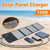 Chargeur solaire Leaorld 120W, chargeur solaire portable léger USB QC3.0 PD3.0 pour téléphone, camping, randonnée, voyage en plein air 1