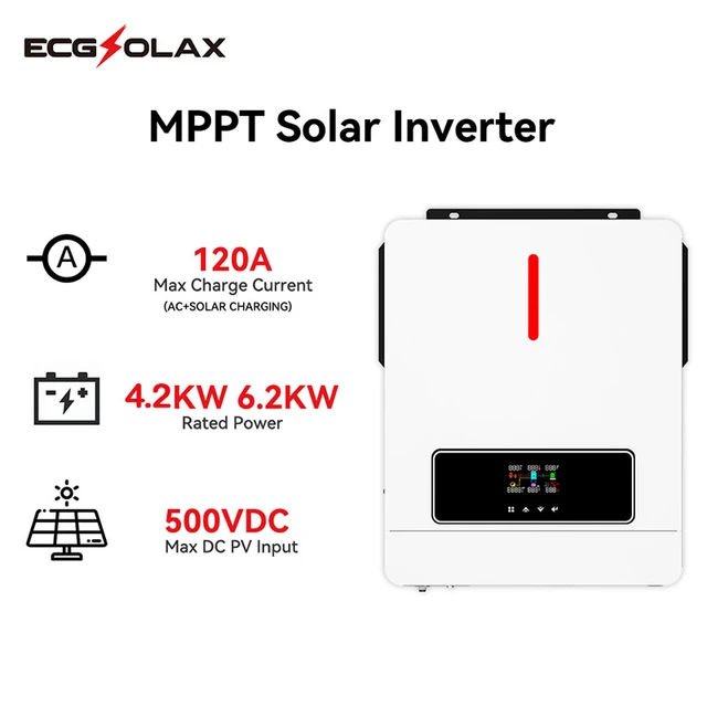 6200W DC 48V AC 220V Pure Sine Wave All-in-One Solar Inverter – ECGSOLAX