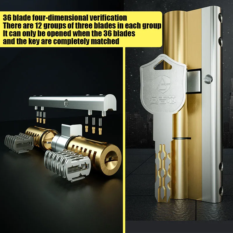 Door Lock Cylinder 10 keys Brass 65-130 mm Entrance door Cylinder Mortise