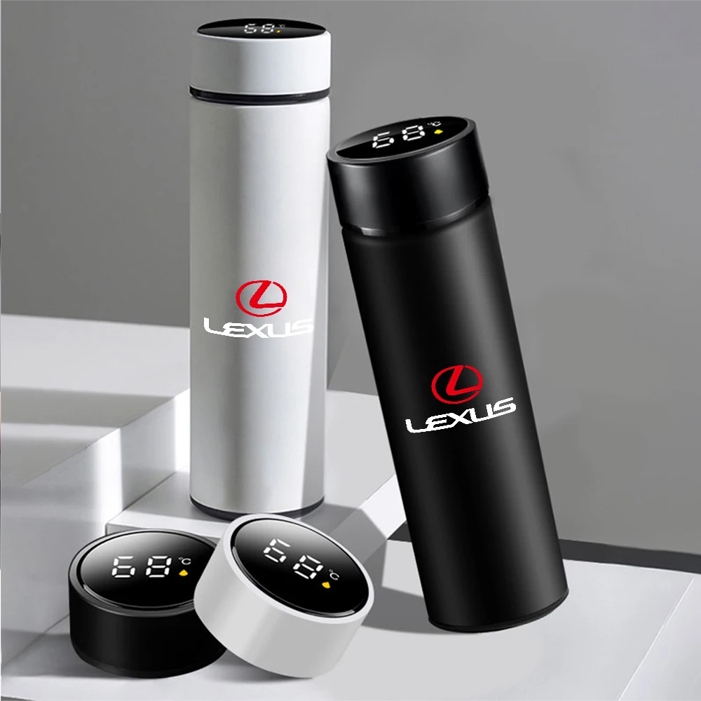 Lexus FSPORT IS200 ES300h ct200h 500ml 스테인레스 스틸 자동차 스타일링 보온병 머그컵 스마트 보온 컵 온도 표시 병