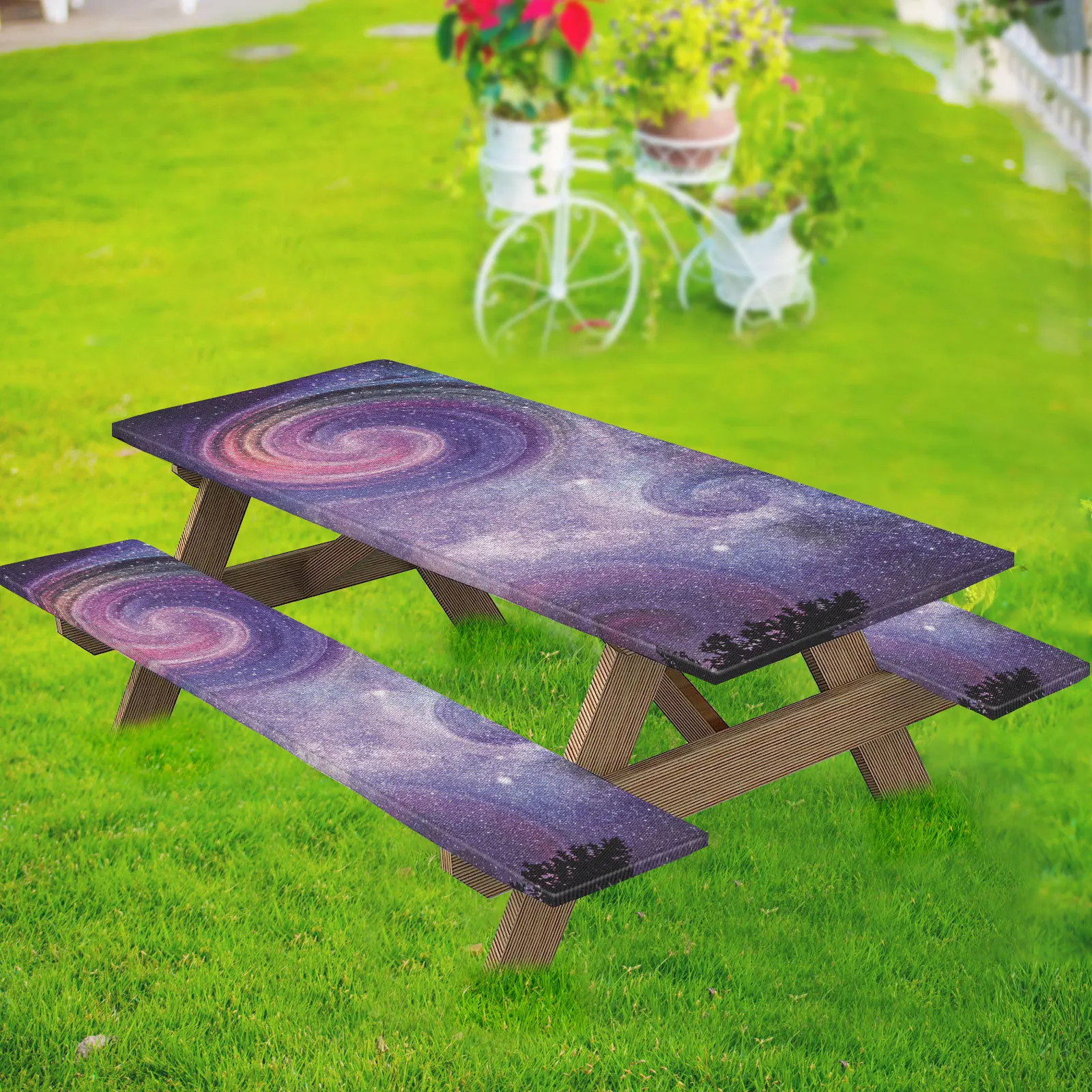

Скатерти Starry Sky для пикника, набор из 3 предметов, водонепроницаемые прилегающие прямоугольные скатерти для обеда, для улицы