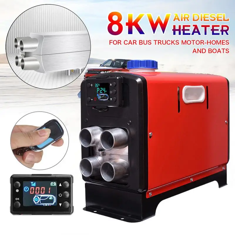 

All In One Auto Diesel Air Heater 12V 24V Remote Control 4 Holes Silent Parking Heat With LCD Display Adjustable Fan Heater