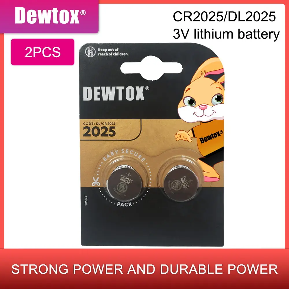 2 шт. Литиевые кнопочные батарейки для часов DEWTOX cr2025 ECR2025 BR2025 DL2025 KCR2025 LM2025 3 в |