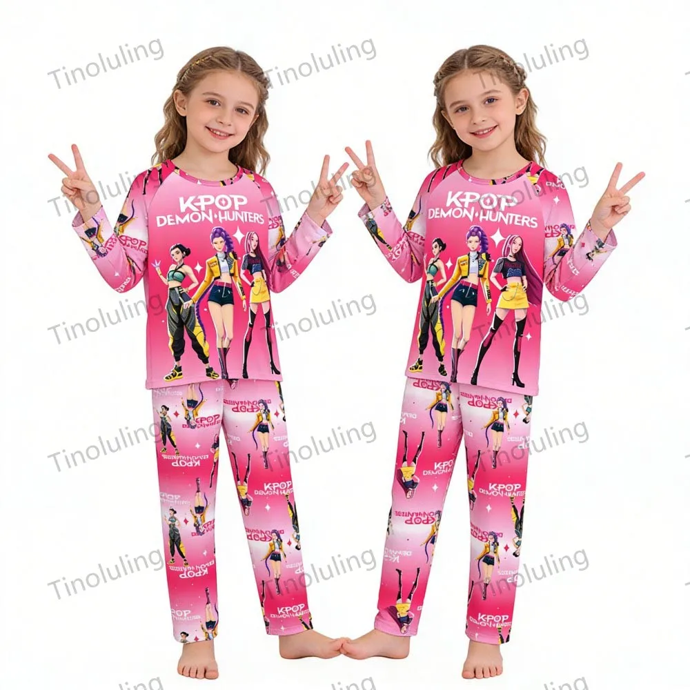 KPop Demon Hunters Huntrix Kids Pajamas Set Long Sleeve Girls Clothing 2pcs Children's Sleepwear Cartoon Boys Nightwear 3-14Y S68daf8d24f2d4cd1ac2bde149e10da7b4