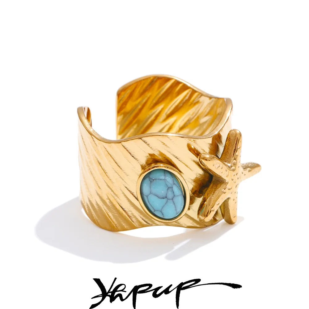 Yhpup Open Ring 18K Golden PVD Plated Stainless Steel