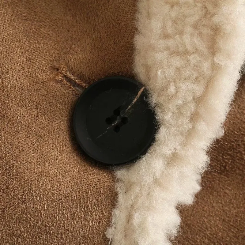 2023 New Women Faux Fur Outwear Suede Fur Integrated Double-Sided Fleece Coat Winter Female Loose Thicken Warm Fashion Jacket