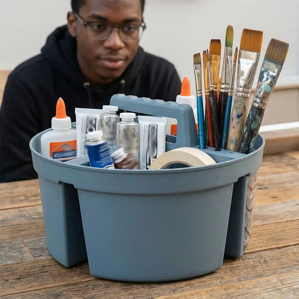 플라스틱 소재 분할형 상자 두꺼운 디자인 4칸 공구 상자 휴대용 원형 다중 칸막이 보관 상자 가정용