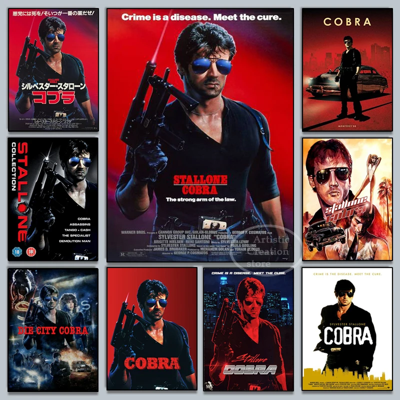 

Cobra 1986 Movie By Steven Morris Classic Print Art Canvas Poster For Living Room Decor Home Wall Picture