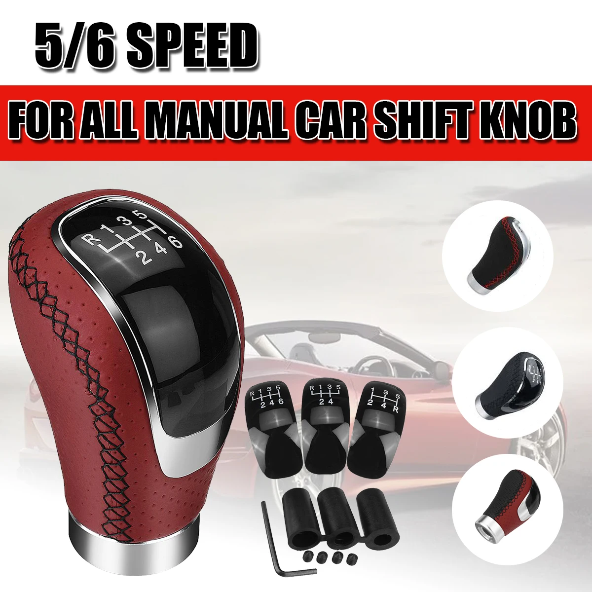 1x 5 Speed Car Gear Stick Shift Knob Manual Racing Shifter