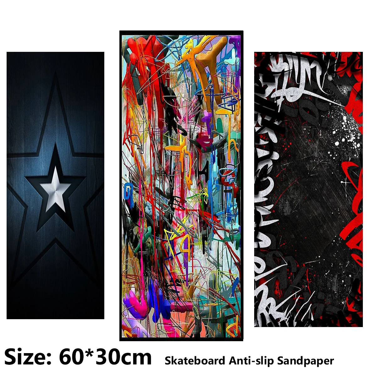 Pentagram Romantic Doodle Comic Pattern Electric Scooter Anti-slip Sticker Sandpaper Skateboard Grip Tape Sheet 60*30cm