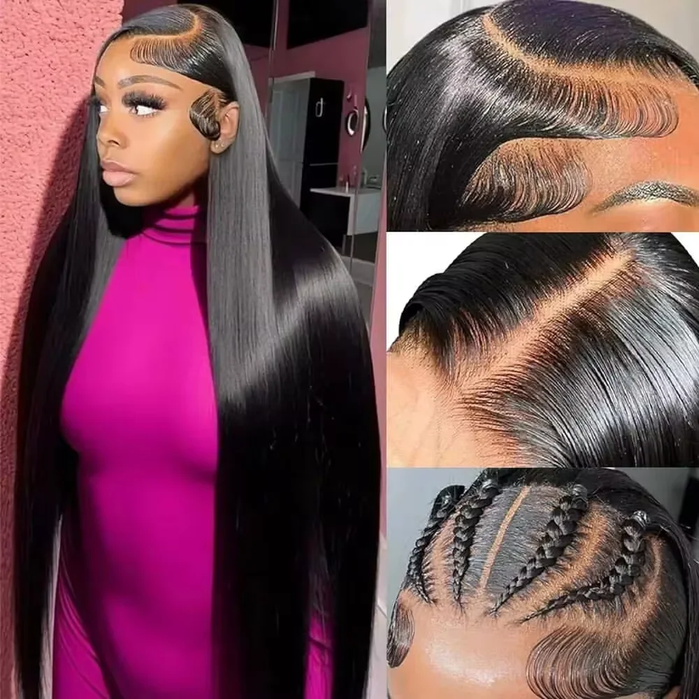 Transparent 13x4 13x6 Lace Front Human Hair Wigs Brazilian 360 Straight Lace Frontal For Women PrePlucked 4x4 5x5 Closure Wig — view 3