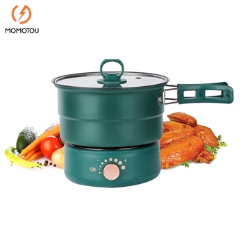 다기능 전기 냄비, 접이식 손잡이, 붙지 않는 프라이팬, 휴대용 1.6L 요리 냄비, 주방 유도 쿠커