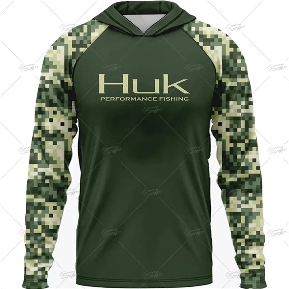 

Men HUK Hoodies Fishing Shirt Camouflage Fishing Clothing Camping Hiking Sun Protection Breathable Fishing Suit Camisa De Pesca