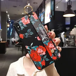 Floral Wrist Strap Phone Holder Stand Cover - A52 or A52S 5G (286)