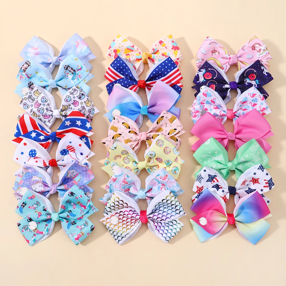 

1 Piece 4.5 Inches JOJO Unicorn Printing Hair Bows Hairpins for Kids Girls Boutique Hair Clip Hairgrips Baby Hair Accessories