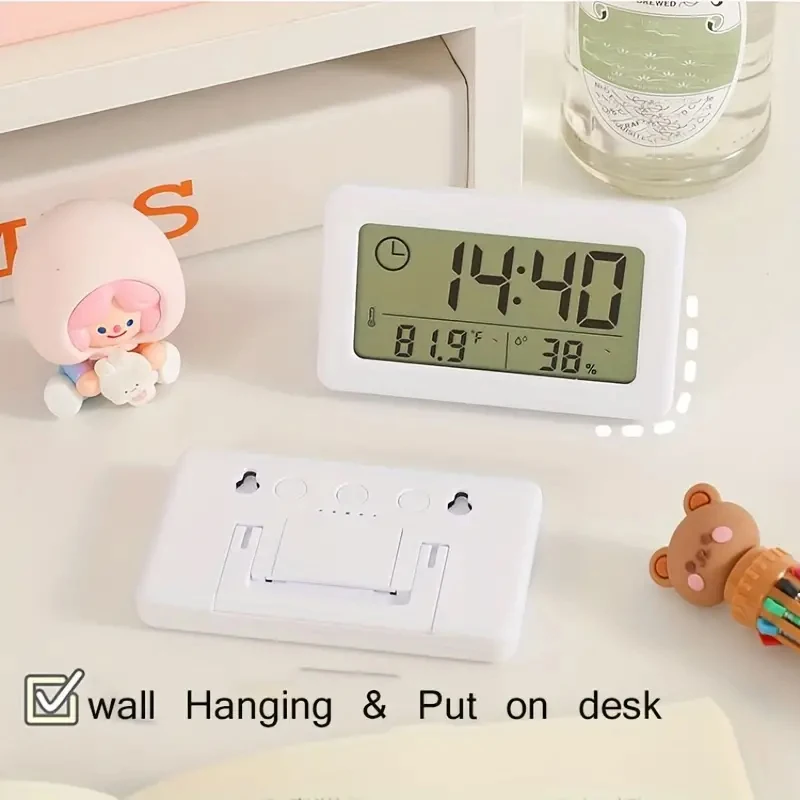 세련된 LCD 디지털 알람 시계, 간단한 슬림 온도 및 습도 전자 스칸디나비아 스타일, 실내 가정용