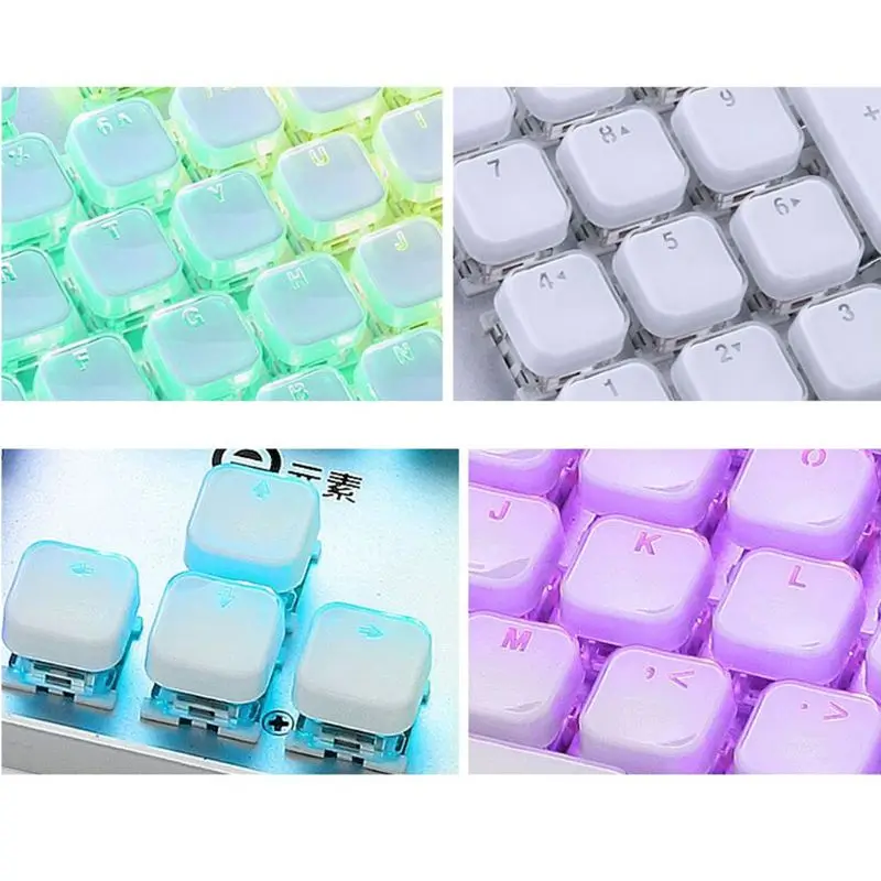 Keycaps Translúcidos 104 Teclas Layout Baixo Perfil Branco Keycaps Faça Você Mesmo Preto Backlit Borda de Cristal para Teclado Mecânico - Imagem 5