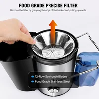 Extracteur de jus centrifuge, pour fruits et légumes entiers, 400W, bouche large de 65 mm, 2 vitesses, facile à nettoyer et à utiliser, design compact et anti-goutte. 7