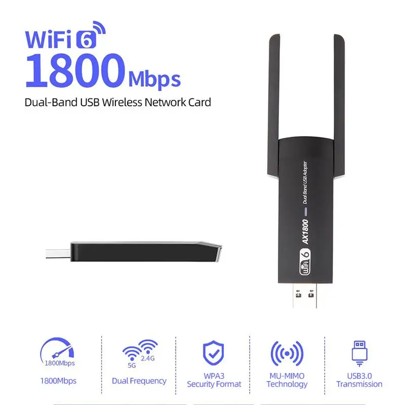 

USB3.0 WIFI6 беспроводная сетевая карта AX1800 высокоскоростной двухполосный Wi-Fi адаптер прием сигнала передатчик