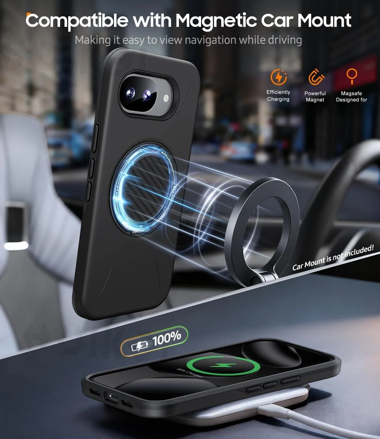 Dual Layer Magnetic Shockproof Protective Case with Ring Holder Kickstand