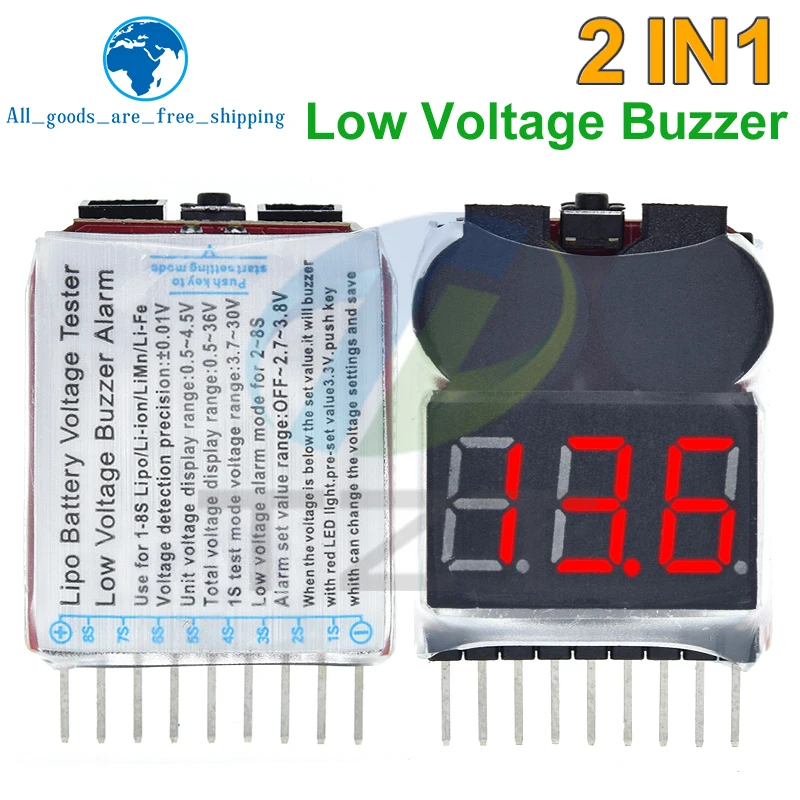 TZT 1/3 Stück 1-8S Lipo/Li-Ion/Fe RC Hubschrauber Flugzeug Boot etc Batteriespannung 2 IN1 Tester Niederspannungs-Summer-Alarm