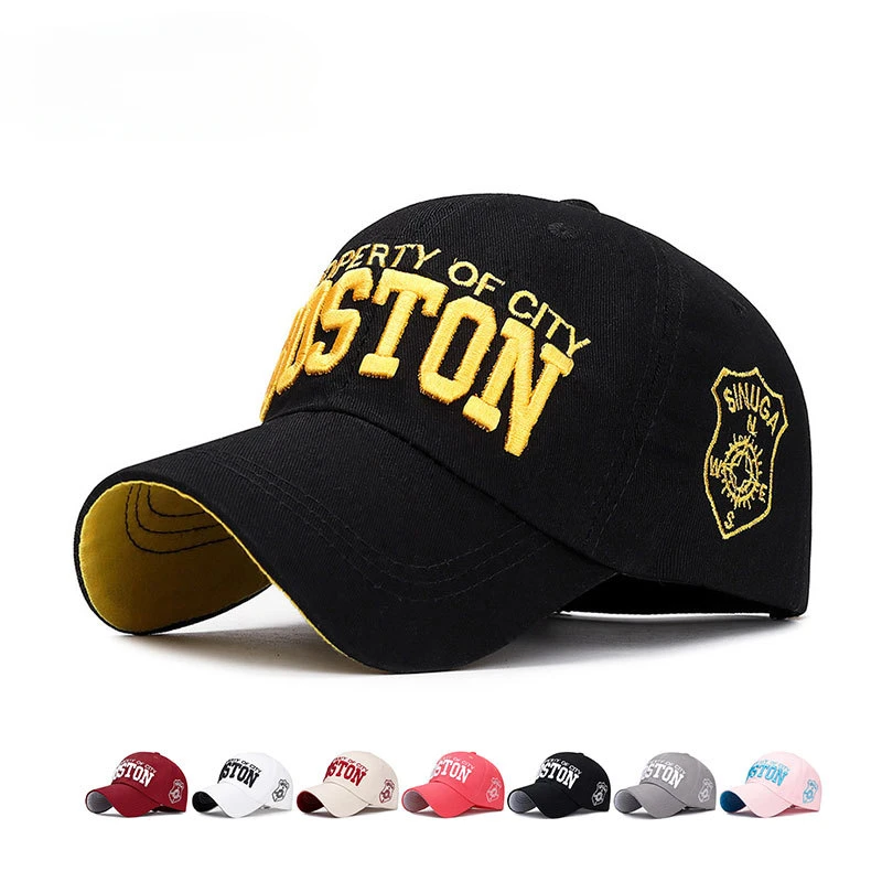 

Boston 3D Letter Embroidered Baseball Cap For Women Men Casual Outdoor Sports Curved Brim Visor Hats Unisex Hip Hop Dad Caps