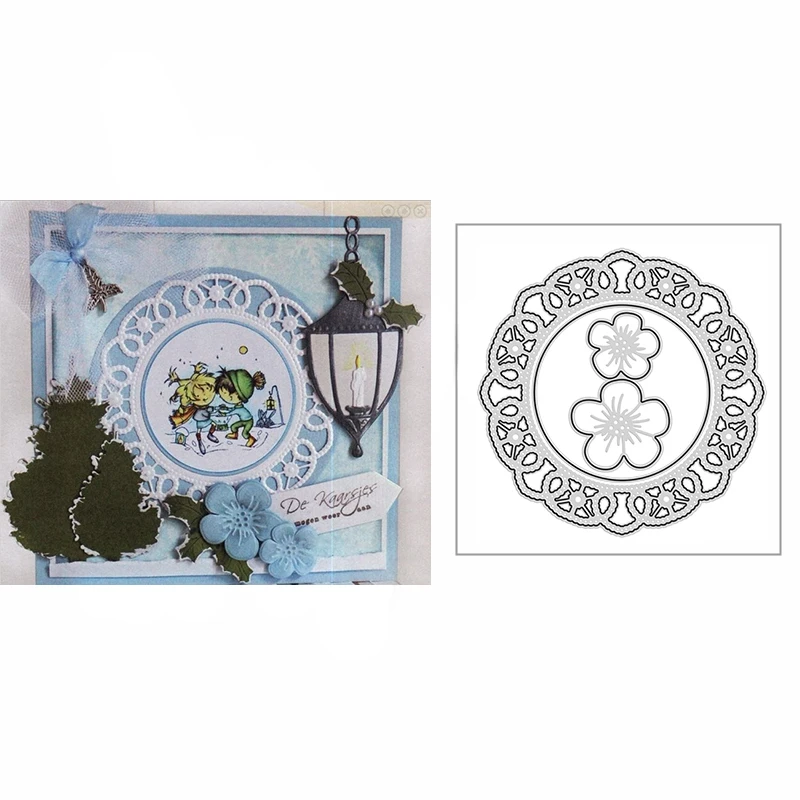 

New 2022 Round Picture Frame and Flower Metal Cutting Dies For DIY Scrapbooking Card Making Embossing Craft Decorative No Stamps