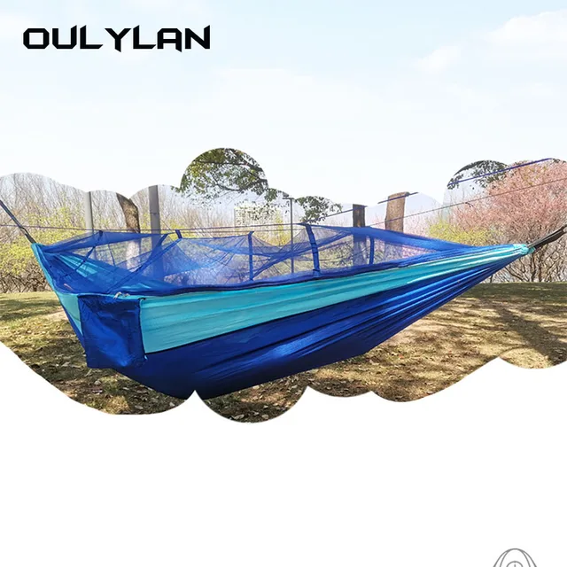 Oulylan Mosquito Net Hammock 260×140CM Plus Size Outdoor Camping Anti-mosquito Hammock Umbrella Cloth Nylon Anti-rollover 1