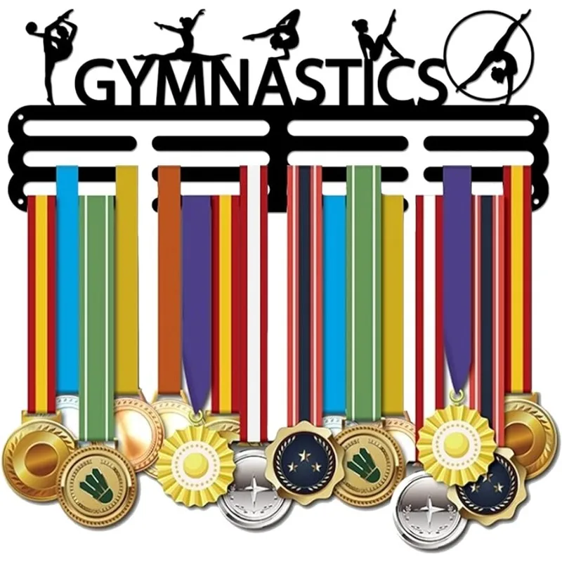 Gymnastics Medal Display Hanger 5 Artistic Figure Gymnastics Sports Medal Holder Iron Medals Display Rack Wall Mounted Multiple medal display hanger