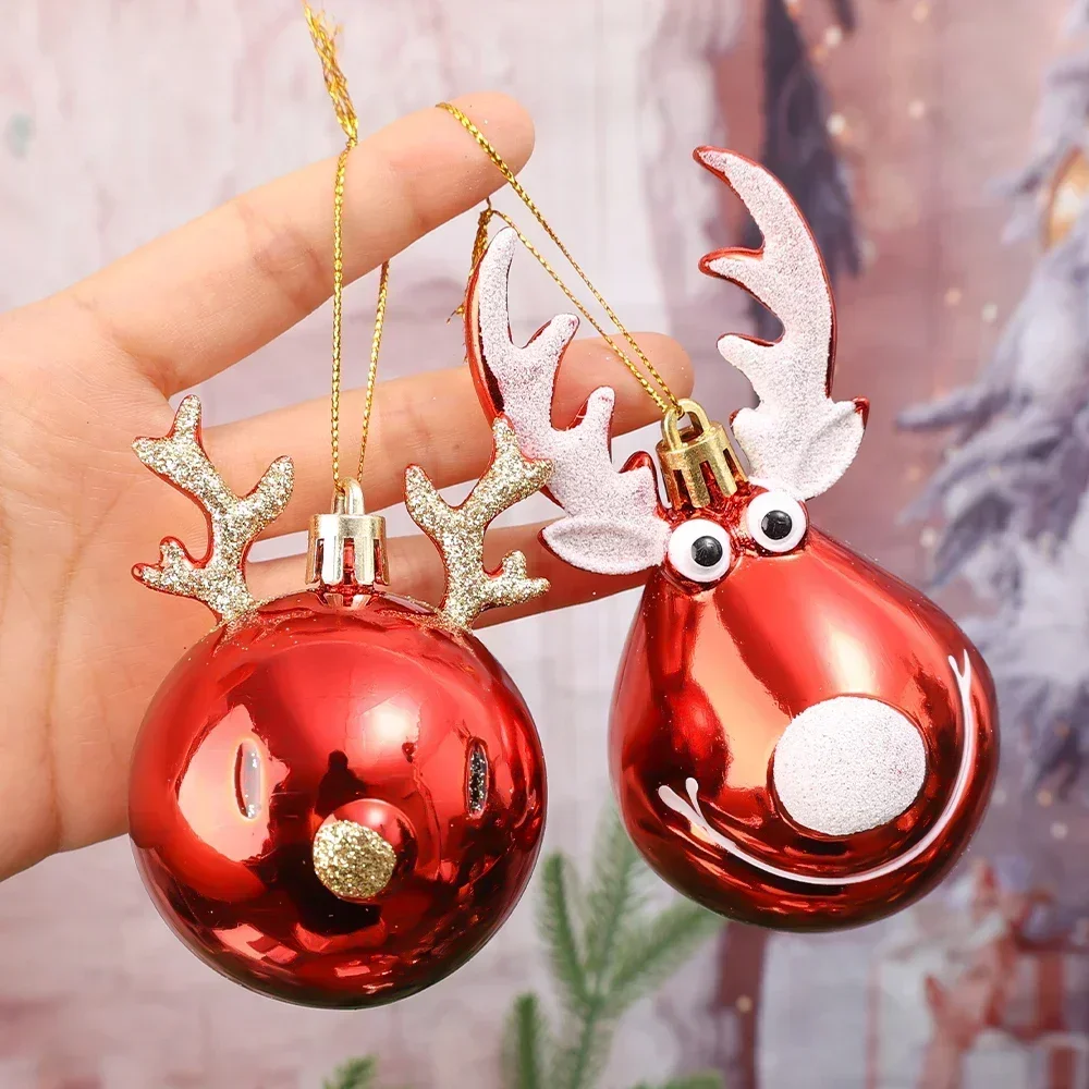 Elk Christmas Ball Ornaments Plastic Xmas Tree Hanging Pendants Christmas Holiday Party Decoration Supplies New Year Gift 4/1Pcs christmas decorations