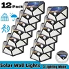 12 Pack Solar Lights Outdoor 100LED Wall Lamp Motion Sensor Security Lights 270° Lighting Angle Bright for Backyard Garden Patio